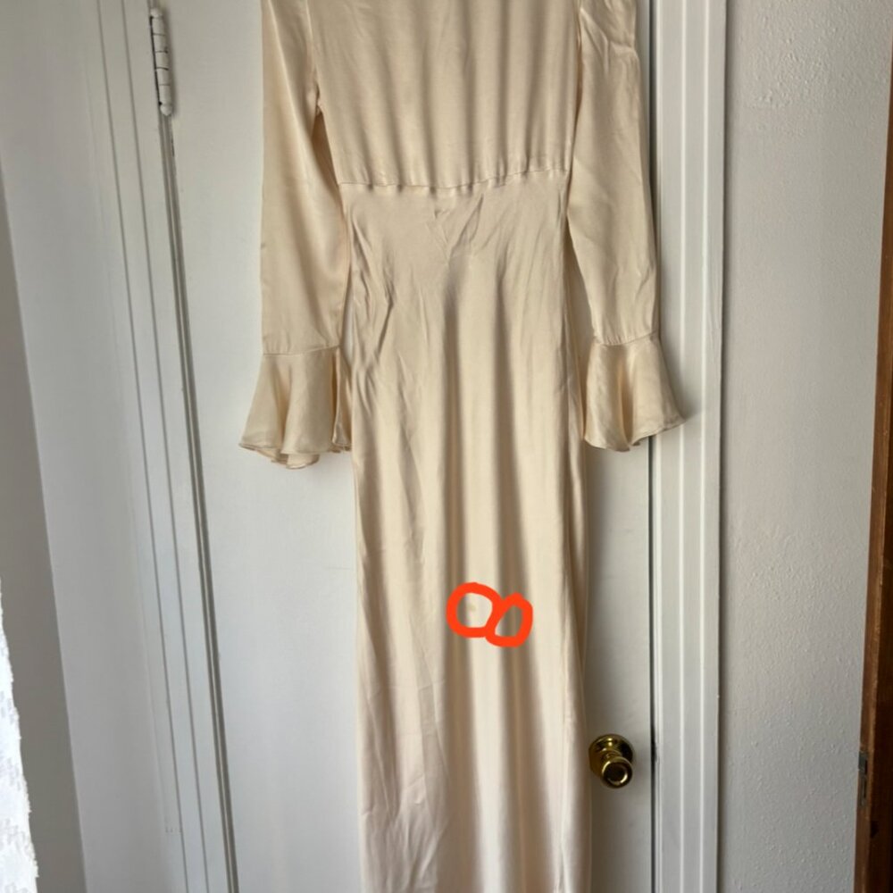 Shona Joy La Lune Frill Cuff Bias Midi Dress in Cream - Size 6 - Picture 9 of 12